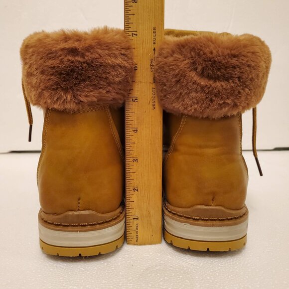 Rouge Helium Tan Faux Fur Lace Up Round-Toe Ankle Bootie Boots - (8M) - Picture 4 of 13